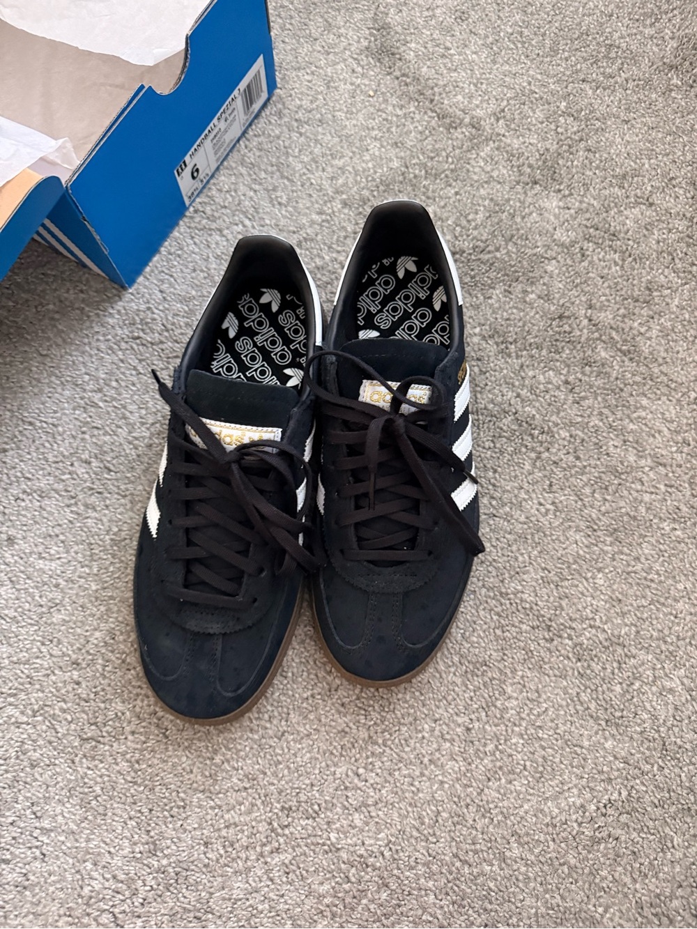 adidas spezial Black & White Suede Sneakers with Brown Gum Sole - Picture 6 of 6